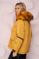 Mustard jacket loose fit short cut from slicker fur collar is fastened around the waist with a ribbon 2 - StarShinerS.com