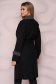 Black trenchcoat long straight thick fabric slightly elastic fabric detachable cord with chequers 2 - StarShinerS.com