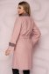 Lightpink trenchcoat long straight thick fabric slightly elastic fabric detachable cord with chequers 2 - StarShinerS.com