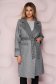 Grey trenchcoat long straight thick fabric slightly elastic fabric detachable cord with chequers 1 - StarShinerS.com