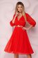 - StarShinerS red dress from veil fabric cloche midi detachable cord embroidered 1 - StarShinerS.com