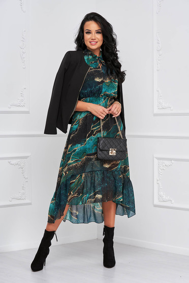 StarShinerS dress from veil fabric cloche with elastic waist abstract midi