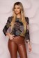 StarShinerS women`s blouse office slightly elastic fabric with straight cut animal print high shoulders 1 - StarShinerS.com