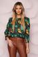 StarShinerS women`s blouse office slightly elastic fabric with straight cut animal print high shoulders 1 - StarShinerS.com