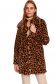 Coat straight animal print from ecological fur 4 - StarShinerS.com