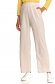 Cream trousers high waisted loose fit lateral pockets from elastic fabric 2 - StarShinerS.com
