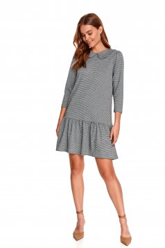 Grey dress loose fit short cut long sleeve light material with large collar