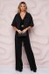 StarShinerS black jumpsuit occasional loose fit lateral pockets nonelastic fabric soft fabric metallic buckle 3 - StarShinerS.com