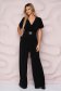 StarShinerS black jumpsuit occasional loose fit lateral pockets nonelastic fabric soft fabric metallic buckle 1 - StarShinerS.com
