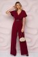 StarShinerS burgundy jumpsuit occasional loose fit lateral pockets nonelastic fabric soft fabric metallic buckle 1 - StarShinerS.com