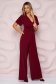 StarShinerS burgundy jumpsuit occasional loose fit lateral pockets nonelastic fabric soft fabric metallic buckle 3 - StarShinerS.com