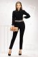 Black women`s blouse with straight cut nonelastic fabric accessorized with breastpin 2 - StarShinerS.com