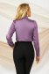 Purple women`s shirt office from satin fabric texture with straight cut with puffed sleeves 3 - StarShinerS.com