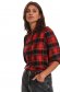 Red women`s shirt with straight cut soft fabric with 3/4 sleeves with chequers 1 - StarShinerS.com