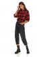 Red women`s shirt with straight cut soft fabric with 3/4 sleeves with chequers 2 - StarShinerS.com