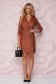 Rochie din piele ecologica maro scurta tip creion cu decolteu petrecut - StarShinerS 3 - StarShinerS.ro