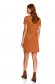 Lightbrown dress from suede pencil short cut with front pockets 3 - StarShinerS.com