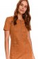 Lightbrown dress from suede pencil short cut with front pockets 5 - StarShinerS.com
