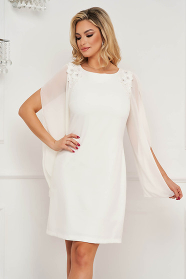 Dresses with pearls, StarShinerS ivory dress occasional elastic cloth with veil sleeves straight - StarShinerS.com