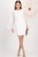 Rochie din stofa elastica ivoire scurta cu un croi drept si maneci din voal - StarShinerS 4 - StarShinerS.ro