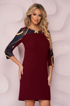 StarShinerS dress straight office from elastic fabric with graphic details