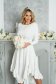 Rochie StarShinerS ivoire de ocazie asimetrica cu croi in clos din material subtire neelastic cu broderie florala si volanase la terminatie 6 - StarShinerS.ro