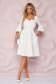 Rochie din stofa elastica ivoire in clos cu volanase la maneca - StarShinerS 3 - StarShinerS.ro