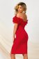 Red Midi Pencil Dress made of slightly stretchy material with organza ruffle sleeves - PrettyGirl 6 - StarShinerS.com