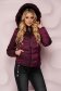 Burgundy jacket tented from slicker fur collar with inside lining detachable hood 1 - StarShinerS.com