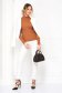 Tented cotton from striped fabric with turtle neck high shoulders cappuccino women`s blouse 3 - StarShinerS.com