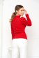 Tented cotton from striped fabric with turtle neck high shoulders red women`s blouse 2 - StarShinerS.com