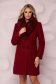 Burgundy coat arched cut elegant with detachable faux fur insertions from wool 6 - StarShinerS.com
