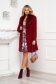 Burgundy coat arched cut elegant with detachable faux fur insertions from wool 3 - StarShinerS.com