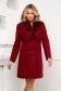 Burgundy coat arched cut elegant with detachable faux fur insertions from wool 2 - StarShinerS.com