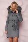 Palton din lana SunShine gri elegant cu un croi cambrat cu insertii de blana ecologica detasabile 1 - StarShinerS.ro