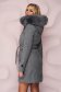 Palton din lana SunShine gri elegant cu un croi cambrat cu insertii de blana ecologica detasabile 2 - StarShinerS.ro