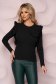 Black women`s blouse with tented cut a front pocket with ruffle details elastic cotton 1 - StarShinerS.com