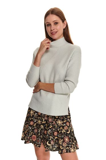 Casual jumpers, With straight cut turtleneck lightgrey sweater knitted - StarShinerS.com