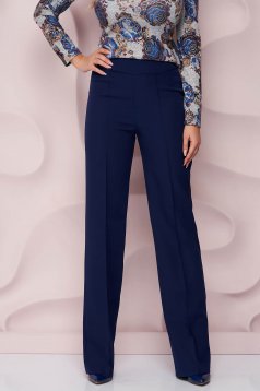- StarShinerS darkblue trousers high waisted flaring cut cloth
