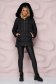 Black jacket straight from slicker with detachable faux fur insertions 2 - StarShinerS.com
