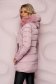 Pink jacket straight from slicker with detachable faux fur insertions 4 - StarShinerS.com