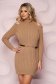Cappuccino dress knitted fabric accessorized with belt both shoulders cut out 1 - StarShinerS.com