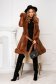 Brown jacket from ecological leather with faux fur details flaring cut 4 - StarShinerS.com