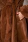 Brown jacket from ecological leather with faux fur details flaring cut 5 - StarShinerS.com