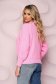 Pulover din material gros tricotat roz cu croi larg pe gat - SunShine 5 - StarShinerS.ro