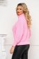 Pulover din material gros tricotat roz cu croi larg pe gat - SunShine 2 - StarShinerS.ro