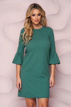 StarShinerS green dress straight with bell sleeve office