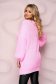 Pink sweater long loose fit knitted with puffed sleeves 2 - StarShinerS.com