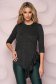 StarShinerS black casual asymmetrical loose fit women`s blouse knitted fabric with ruffle details 1 - StarShinerS.com