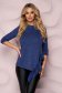 StarShinerS blue casual asymmetrical loose fit women`s blouse knitted fabric with ruffle details 1 - StarShinerS.com